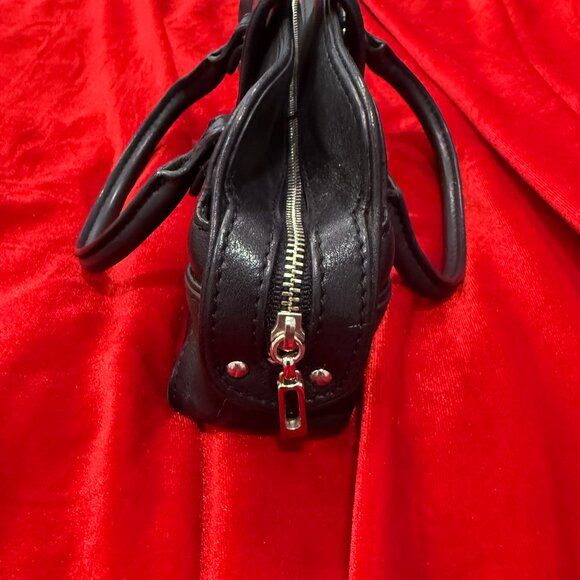 VINTAGE COLE HAAN BLACK LEATHER SILVER HARDWARE MINI BAG - Picture 7 of 14